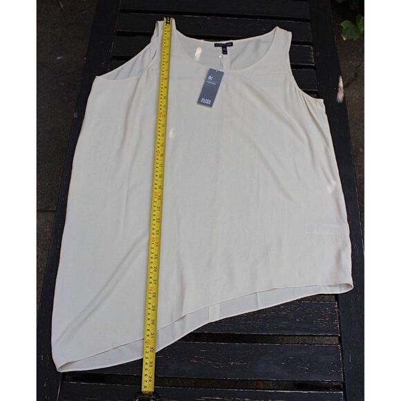 New w/Tags - Eileen Fisher Silk Georgette Crepe Side Drape Shell, Bone, Med - Picture 7 of 9